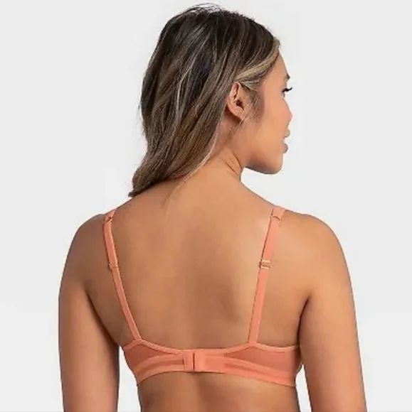 LIVELY Bra Womens M Orange Mesh Trim Bralette Terracotta NEW - Picture 3 of 8